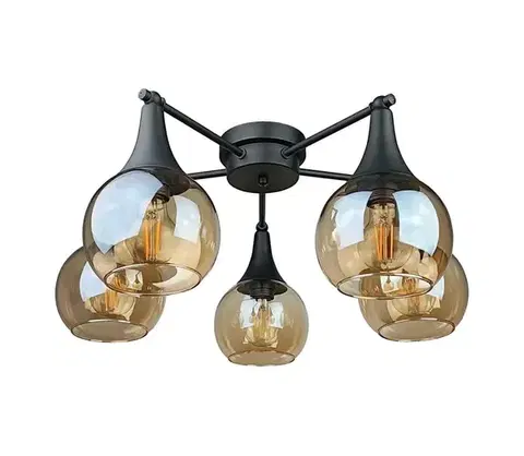 Svietidlá Keter Lighting Prisadený luster STAR 5xE27/60W/230V čierna/dymová béžová 2845