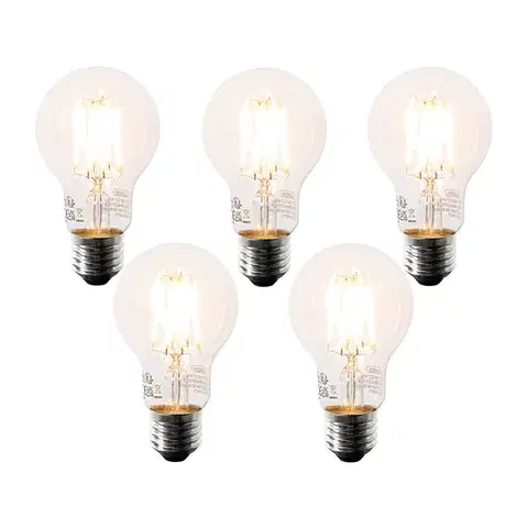 LED osvetlenie Sada 5 LED žiaroviek E27 A60 číre 6W 630lm 2200K