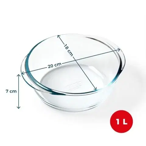 Pekáče a zapekacie misy PYREX Misa sklenená okrúhla 1L do teplovzdušnej fritézy 20x18x7cm PYREX