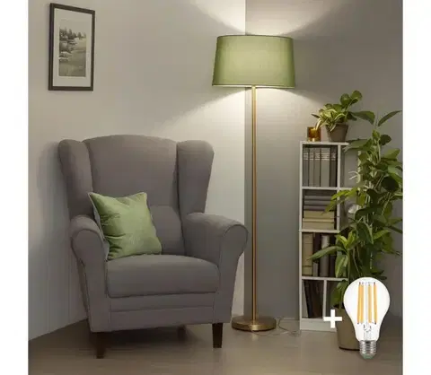 Lampy BRILAGI - LED stojacia lampa CERIA 1xE27/20W/230V, priemer 45 cm, zelená/zlatá SA2189+EG781045