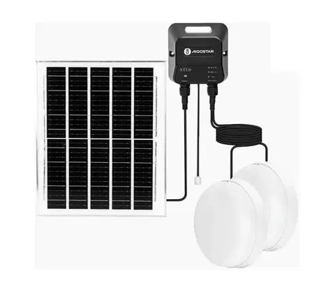 LED osvetlenie  B.V.  - LED solárne svietidlo 2xLED/70W/12V 12000 mAh 6500K pr. 20,5 cm B1020135H