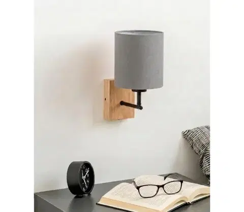 Svietidlá BRILAGI - Nástenné svietidlo NUBILA WOOD 1xE27/25W/230V dub/čierna/sv. sivá BG1561+BG2454