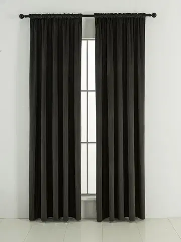 Závesy MKLozkoviny.sk Zamatové zatemňovacie závesy Cesar sivohnedé - 140 x 160 cm (2ks) - riasiaca stuha