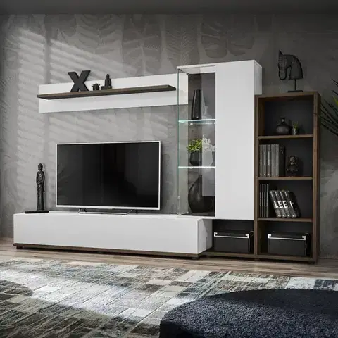 Obývacie steny Obývacia stena SILK II PEW SK2 perla elm/biela
