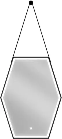 Kúpeľňové zrkadlá MEXEN - Orlá zrkadlo s osvetlením 60 x 80, LED 6000K, čierny rám 9815-060-080-611-70
