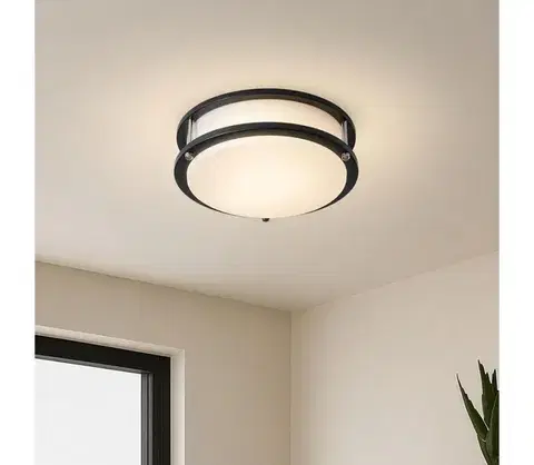 Svietidlá BRILAGI - Stropné svietidlo ELARO 2xE27/40W/230V pr. 26 cm čierne BRI871