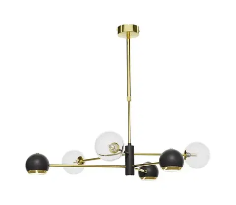 Svietidlá Jupiter 1967-Luster na tyči MOKA 3xGU10/10W/230V + 3xG9/10W/230V zlatá/čierna/číra 1967