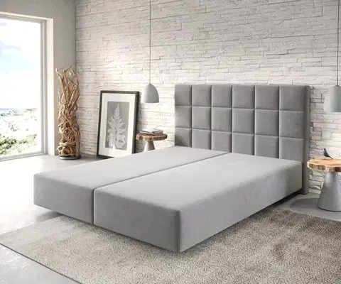 Rámy postelí DELIFE Boxspring posteľ Dream-Fine 160x200 cm mikrovlákno sivá