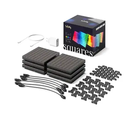 Svietidlá Twinkly TWQ064STW-07-BEU - SADA 6xLED RGB Panel SQUARES 64xLED 16x16 cm Wi-Fi TWQ064STW-07-BEU