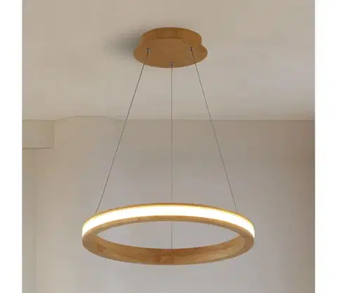 Svietidlá BRILAGI - závesný LED luster na lanku UMEA WOOD, 30 W, 230 V, priemer 40 cm, drevený BRI446