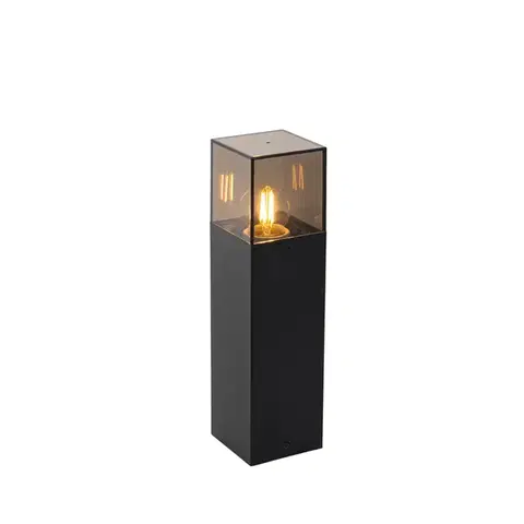 Zahradne stlpove lampy Stojaca vonkajšia lampa čierna s dymovým tienidlom 30 cm - Dánsko