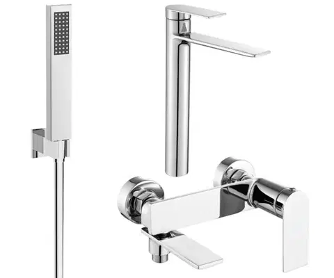 Kúpeľňové batérie MEXEN/S - Zero SET umývadlová + vaňová batéria s príslušenstvom R02, chróm 71113R02-00