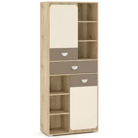 Regály a poličky NABBI Loros PB-2D1DRW 80 regál dub artisan / latte / champagne