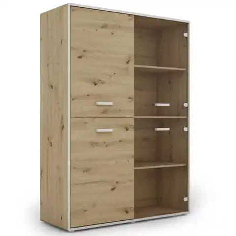 Vitríny a regály do obývačky Vitrína Capannoli 120 2d2g dub artisan/biela