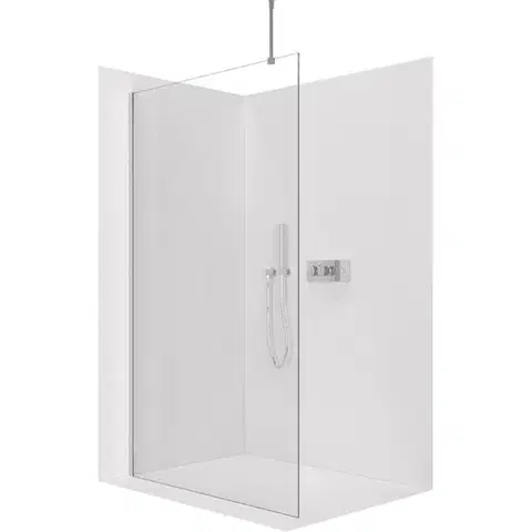 Sprchovacie kúty CERANO - Sprchová zástěna Walk-in Onyx Top Round L/P - 8 mm - kulatá vzpěra - chrom, transparentní sklo - 50x200  CER-8050BD1704