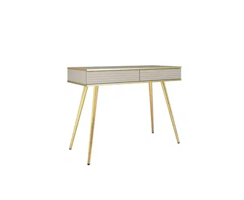 Nábytok ArtPS Toaletný stolík BIJOU T-102 MDF | béžová / zlaté nohy