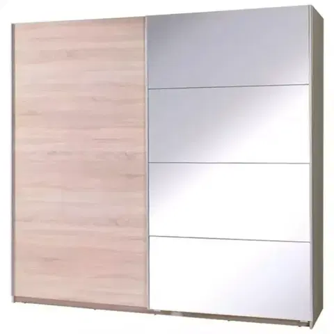 Šatníkové skrine Skriňa Twister 3 dub sonoma/zrkadlo 225 cm