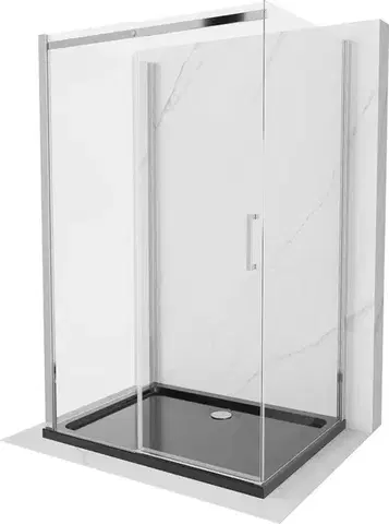 Vane MEXEN/S - OMEGA sprchovací kút 3-stenný 140x80, transparent, chróm + vanička vrátane sifónu 825-140-080-01-00-3s-4070