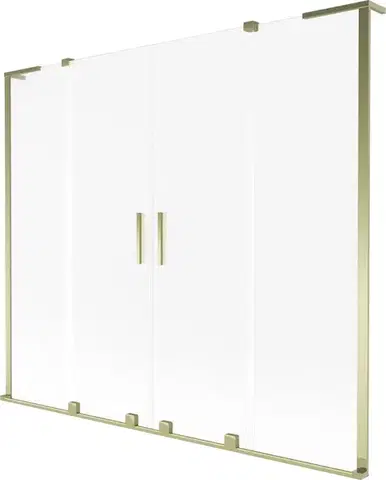 Sprchové dvere MEXEN/S - Velar L Duo dvojkrídlová posuvná vaňová zástena 200 x 150, dekor, zlatá 896-200-003-32-50