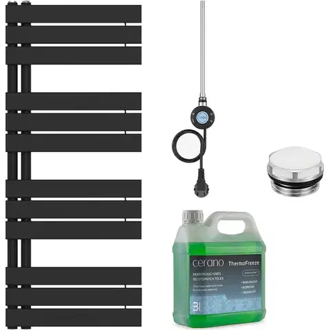 Doplnky do kúpeľne CERANO - Kúpeľňový elektrický radiátorový set Theo - Ľ/P - WIFI - 600W - čierna matná - 1200x500 mm CER-978859