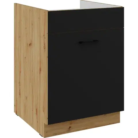 Kuchynské skrinky stojace Kuchynská skrinka Modena čierna/dub artisan 60ZL 1S BB