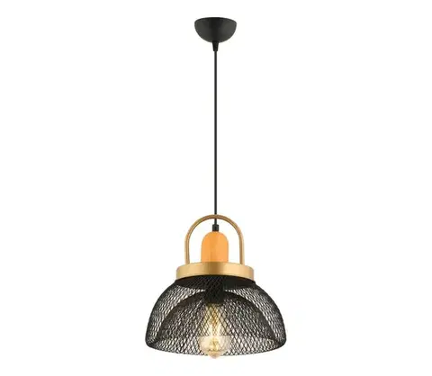 Svietidlá  Závesný luster MONZA 1xE27/40W/230V, priemer 29 cm, čierna/zlatá 518LMS1129
