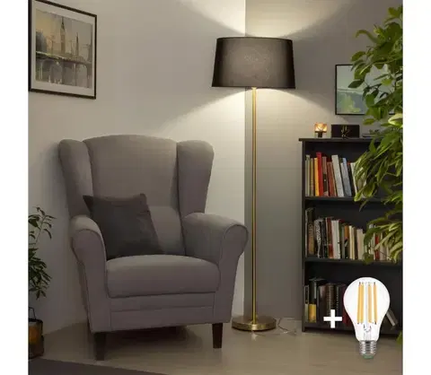 Lampy BRILAGI - LED stojacia lampa CERIA 1xE27/20W/230V pr. 45 cm čierna/zlatá SA2189+EG781044