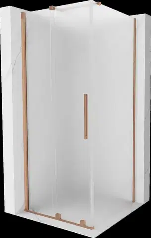 Sprchovacie kúty MEXEN/S - Velár sprchovací kút, posuvné dvere 100 x 100, dekor, meď kartáčovaná 871-100-100-31-65