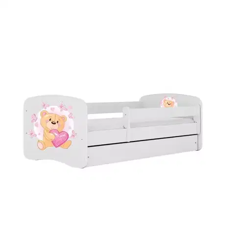 Postele pre dievčatá Detská Posteľ. Babydreams+Sz+M Biely 80x160 Medveď s motýľmi