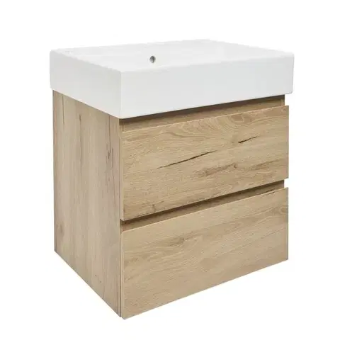 Kúpeľňový nábytok Kúpeľňová skrinka 2 zásuvková s umývadlom SAT B-Way 59x50x45 cm dub mat BWAY260OAKU2BI BWAY260OAKU2BI