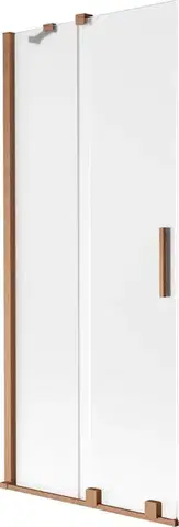 Sprchové dvere MEXEN/S - Velar dvojkrídlová posuvná vaňová zástena 85 x 150, dekor, meď kartáčovaná 896-085-000-31-65