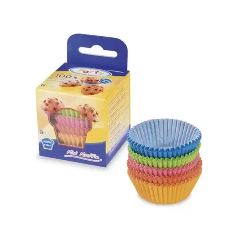 Dekorácie na tortu Kinekus Košík cukrársky na šuhajdy-muffiny farebný pr. 35x20mm, 100ks balenie KLC
