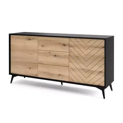 Komody do spálne Komoda Diamond KSZ154 dub evoke/čierna