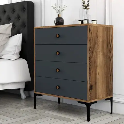 Komody Komoda Lizbon 536 - Walnut, Anthracite