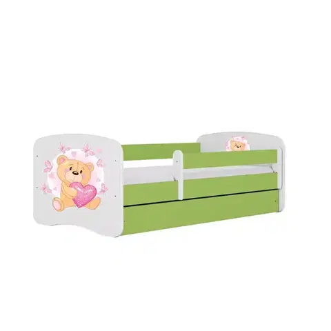 Postele pre dievčatá Detská Posteľ. Babydreams+Sz+M Zelená 80x160 Medveď s motýľmi
