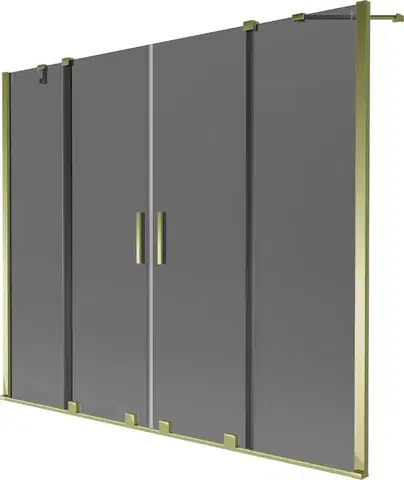Sprchové dvere MEXEN/S - Velar Duo dvojkrídlová posuvná vaňová zástena 180 x 150, grafit, zlatá 896-180-000-42-50