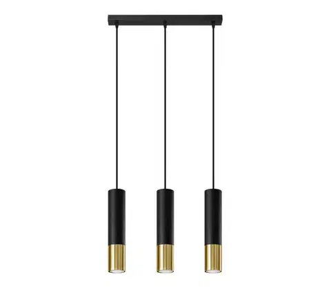 Svietidlá  SL.0954 - Luster na lanku LOOPEZ 3xGU10/10W/230V čierna/zlatá SL.0954