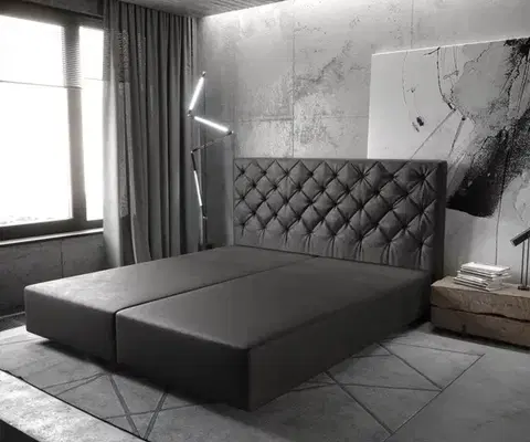 Rámy postelí DELIFE Boxspring posteľ Dream-Great 180×200 cm imitácia kože antracitová