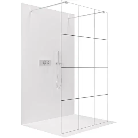 Sprchové dvere CERANO - Sprchová zástena Walk-in Onyx Duo Ľ/P - 8 mm - hranatá vzpera - chróm, industriálne sklo - 120x200 CER-8050BD1824