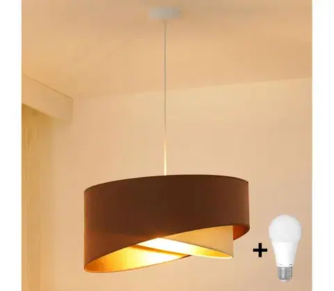 Svietidlá BRILAGI - LED Luster na lanku LYRA 1xE27/15W/230V hnedá/krémová/zlatá 8590828007432