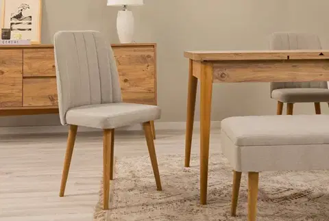 Jedálenské zostavy Stolička Vina 1005 - Oak, Cream