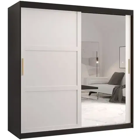 Šatníkové skrine Skriňa Amiro 2 180 čierny/biely
