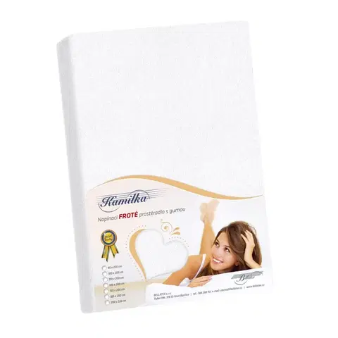 Plachty Bellatex Froté prestieradlo Kamilka biela, 100 x 200 cm