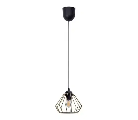 Svietidlá HEXE Luster na lanku CEED GOLD 1xE27/60W/230V pr. 17,5 cm čierna/zlatá 0724