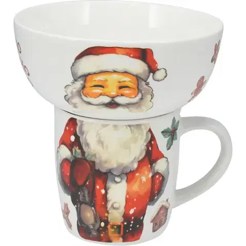 Hrnčeky a šálky Raňajková sada Santa, 2 ks, porcelán