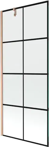 Sprchové dvere MEXEN/S - Next vaňová zástena FIX 80 x 150, čierna vzor, meď kartáčovaná - 895-080-000-00-70-77 895-080-000-00-77-65
