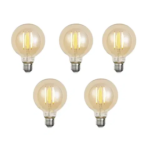 LED osvetlenie Sada 5 inteligentných stmievateľných LED žiaroviek E27 G95 zlatá 7W 806 lm 1800-6500K