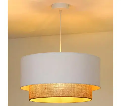 Svietidlá  - Luster na lanku BOHO 1xE27/15W/230V pr. 45 cm biela/hnedá 89811