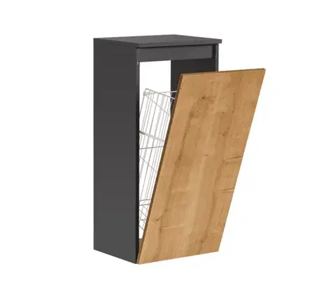 Skrinky do kúpeľne ArtCom Závesná skrinka do kúpeľne s košom MONAKO Grey Oak 811
