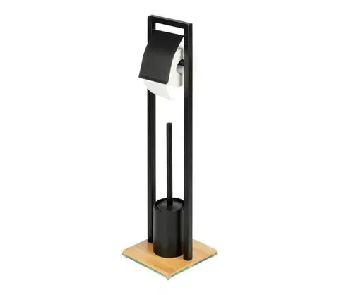 Svietidlá WENKO 24751100 - WC sada BAMBU⁠SA 18x72,5 cm čierna/hnedá 24751100
